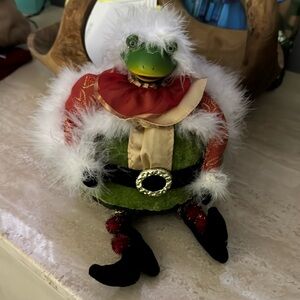 Holiday Christmas Frog in santa suit